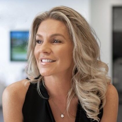 Smiling woman in dress