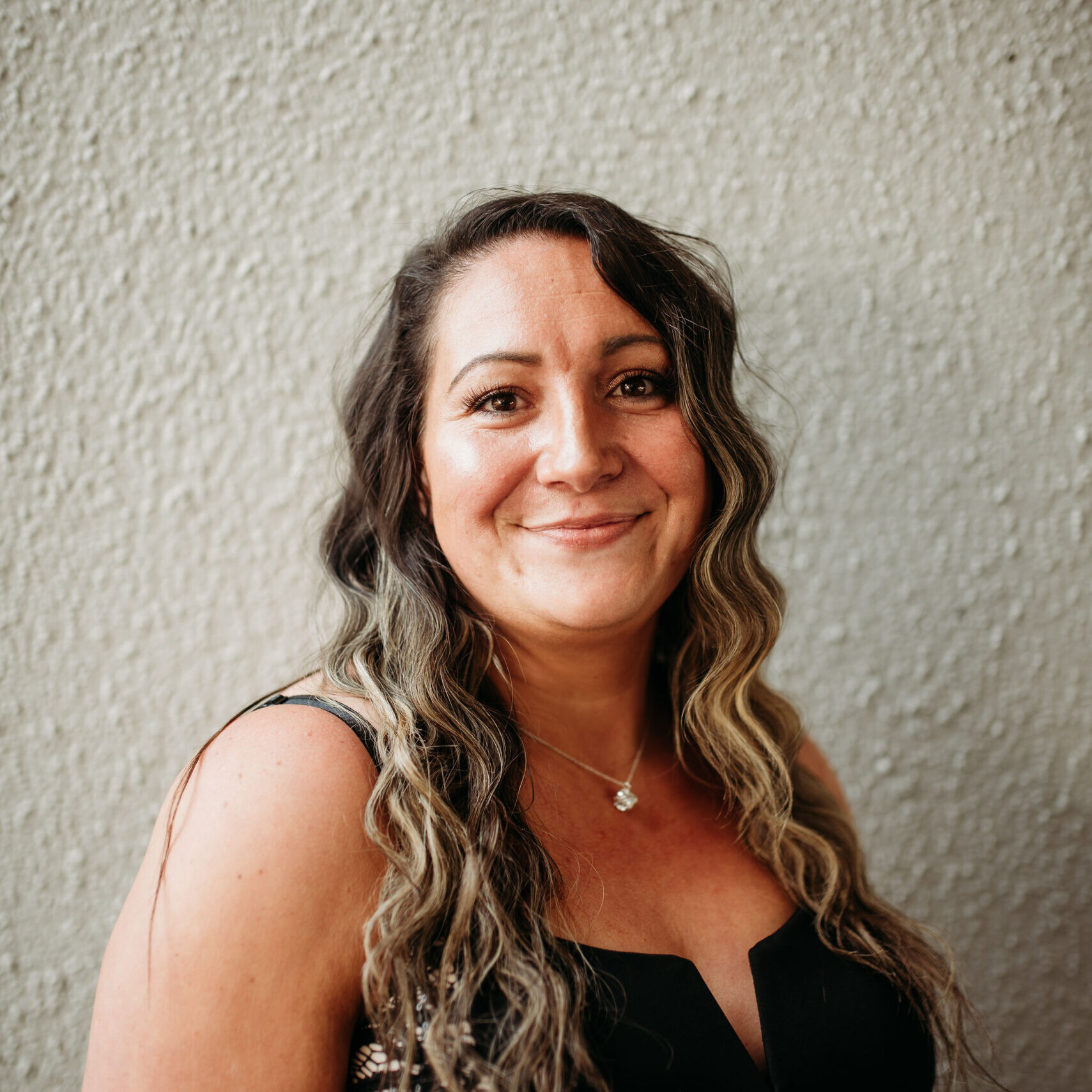 Smiling woman in dress