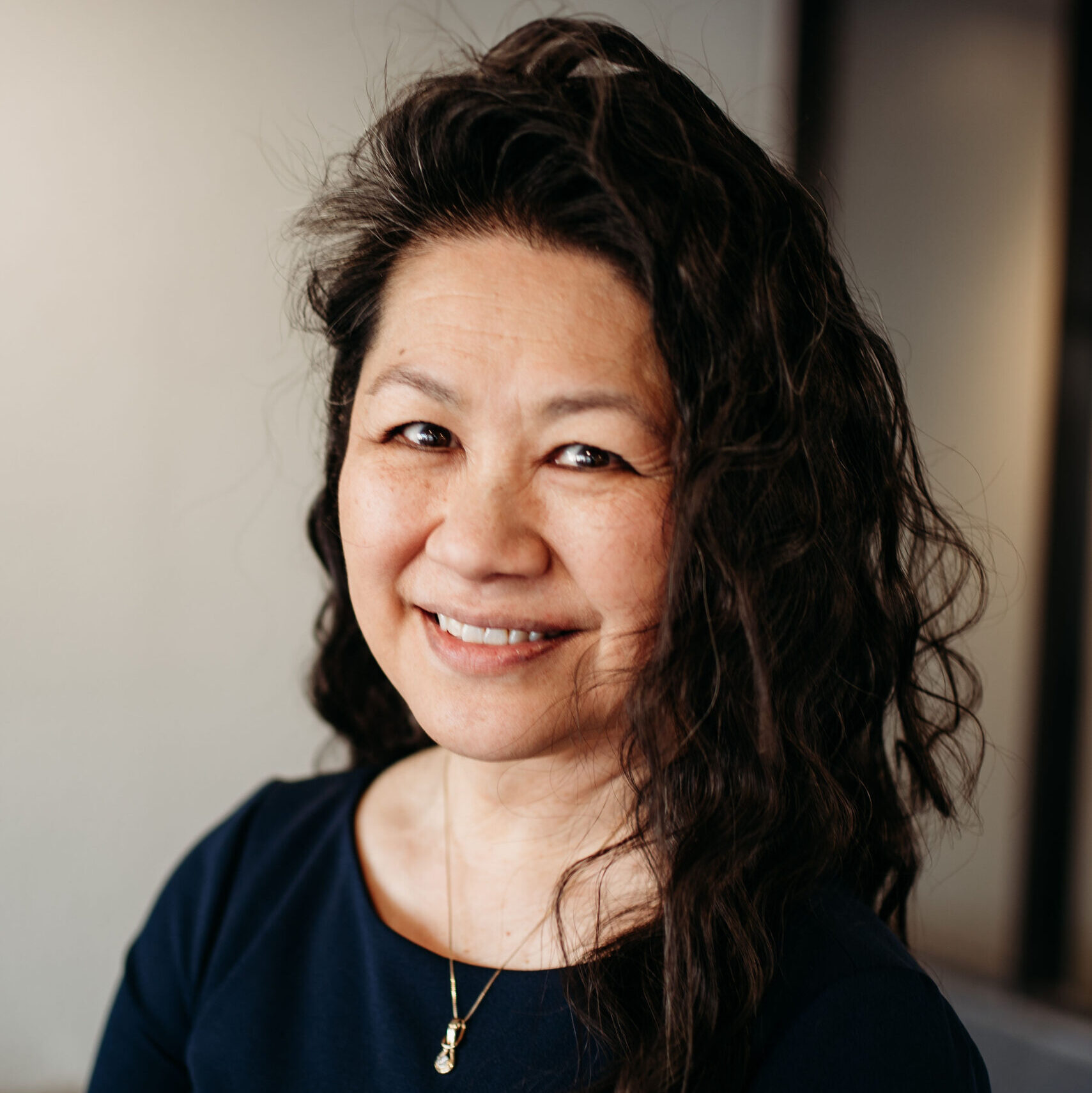 Smiling woman in dress