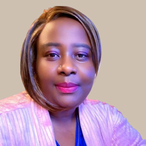 Woman smiling with tan background